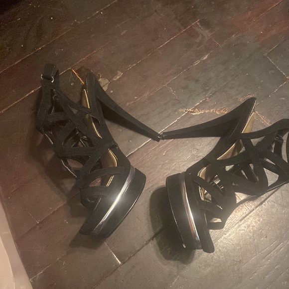 Bakers - Rayne Black & silver suede platform sandals - Picture 2 of 9